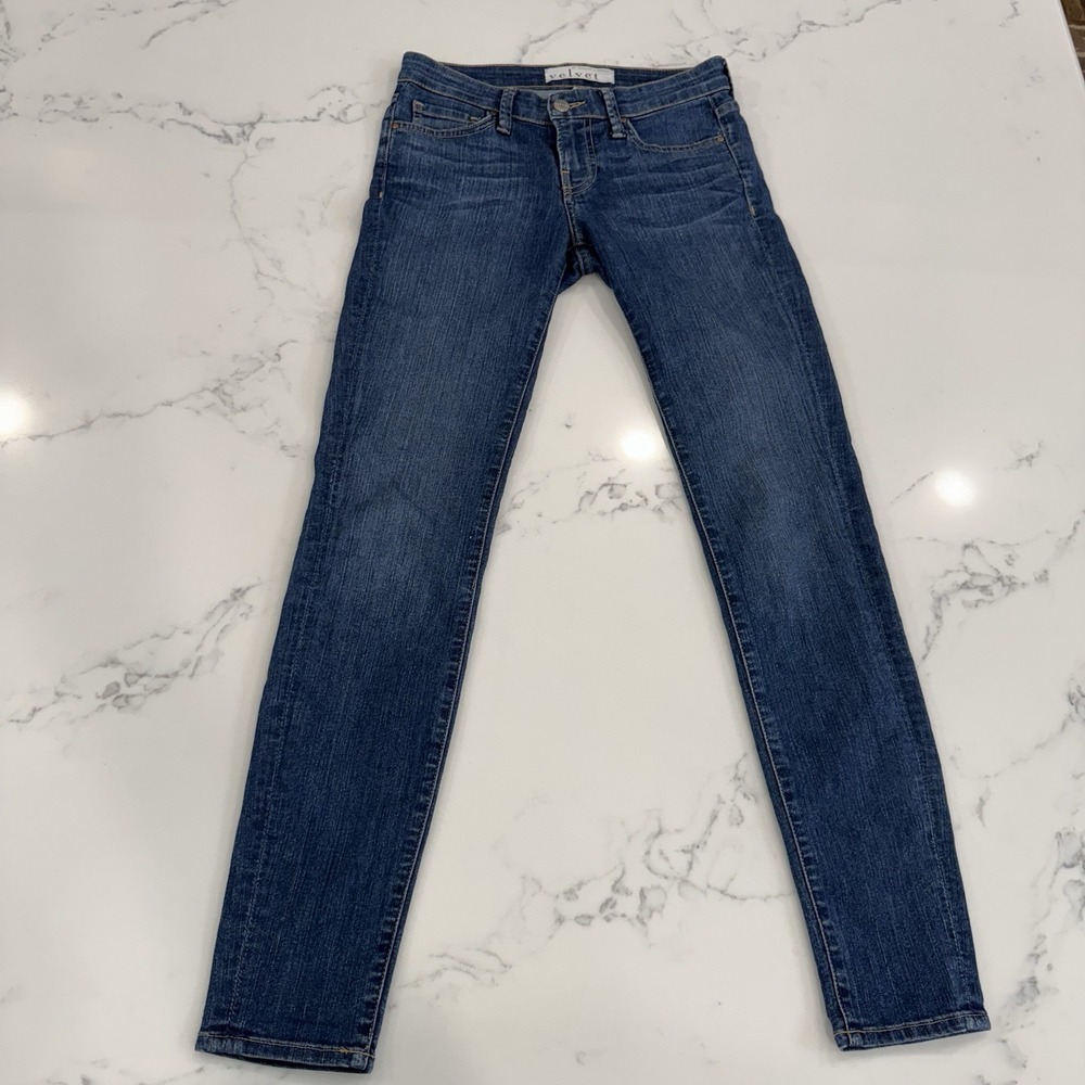 Velvet By Graham Spencer Jeans Womens 24 Velvet Skinny Classic Wash‎ MADE IN USA